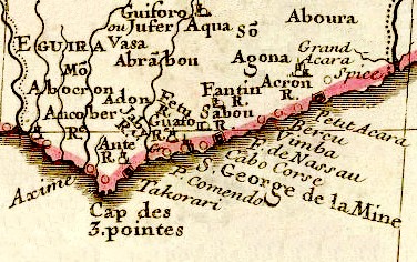 Africa 18th c. Map Near Cape Coast